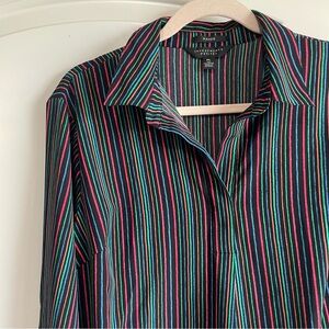 PAIGE Investments Vibrant Striped Women’s Collared Shirt - Size Petite L